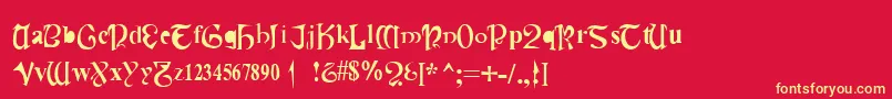 フォントCauldronMedium – 黄色の文字、赤い背景