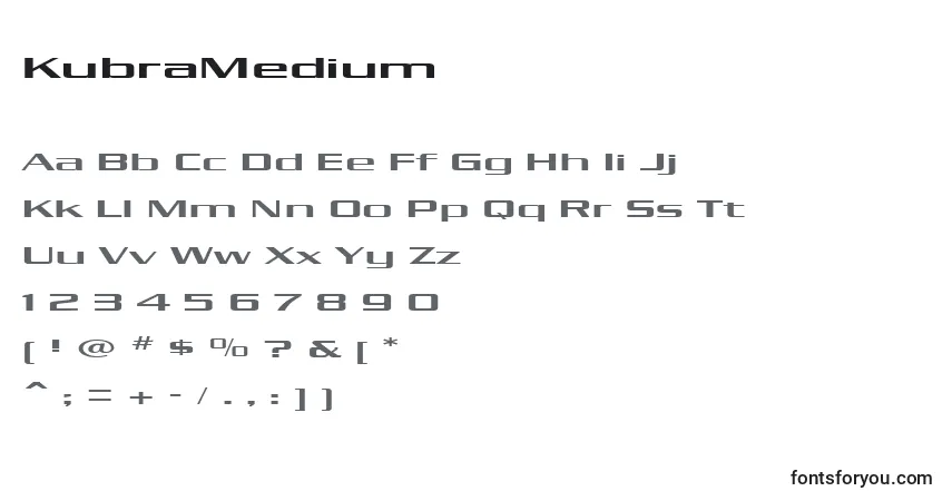 Czcionka KubraMedium – alfabet, cyfry, specjalne znaki