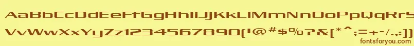 フォントKubraMedium – 茶色の文字が黄色の背景にあります。