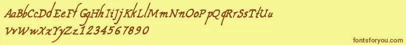 Czcionka CfnouvellefranceRegular – brązowe czcionki na żółtym tle