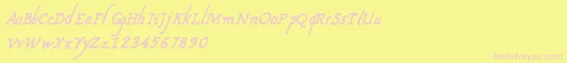 CfnouvellefranceRegular-fontti – vaaleanpunaiset fontit keltaisella taustalla