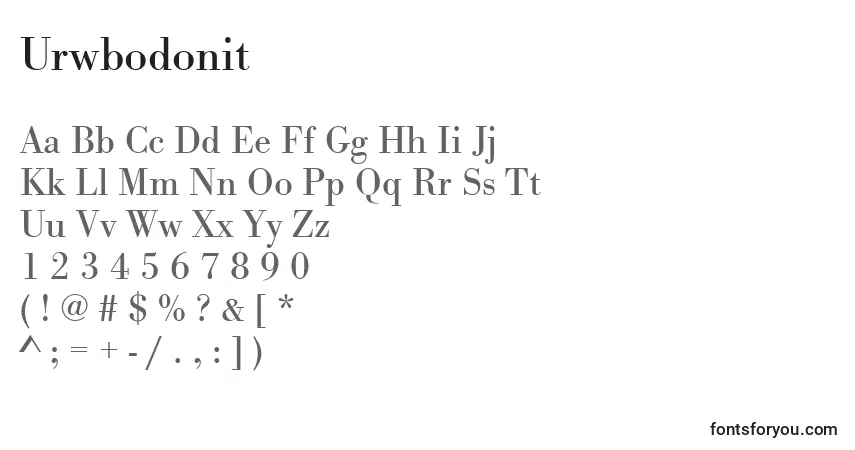 Шрифт Urwbodonit – алфавит, цифры, специальные символы
