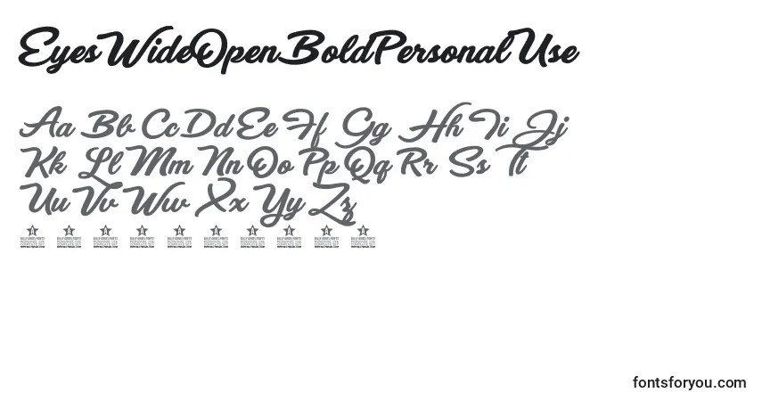Шрифт EyesWideOpenBoldPersonalUse – алфавит, цифры, специальные символы