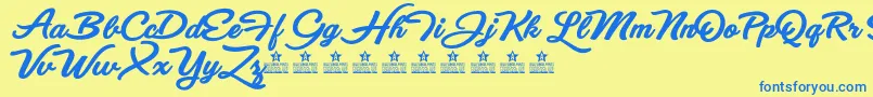 EyesWideOpenBoldPersonalUse Font – Blue Fonts on Yellow Background