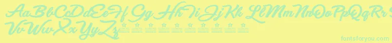 フォントEyesWideOpenBoldPersonalUse – 黄色い背景に緑の文字
