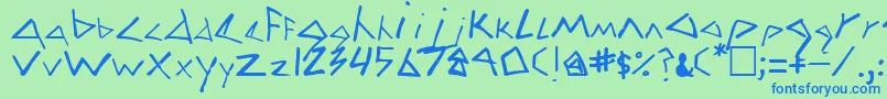 フォントZag – 青い文字は緑の背景です。