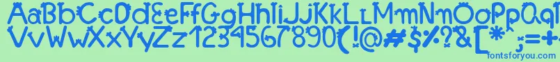 Шрифт FonteFranjinhaAntoniaFagnia – синие шрифты на зелёном фоне