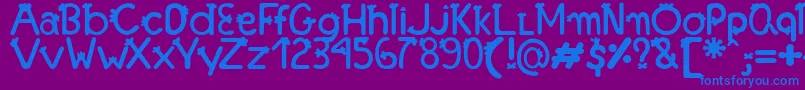 フォントFonteFranjinhaAntoniaFagnia – 紫色の背景に青い文字