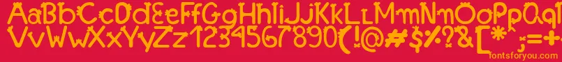 フォントFonteFranjinhaAntoniaFagnia – 赤い背景にオレンジの文字