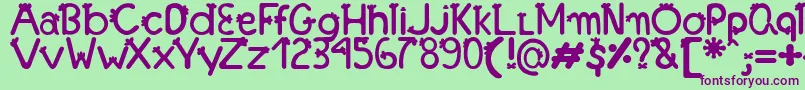 フォントFonteFranjinhaAntoniaFagnia – 緑の背景に紫のフォント