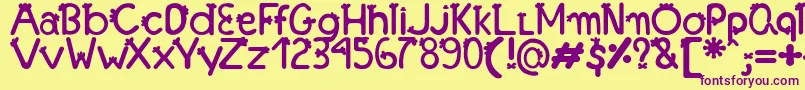 FonteFranjinhaAntoniaFagnia-Schriftart – Violette Schriften auf gelbem Hintergrund