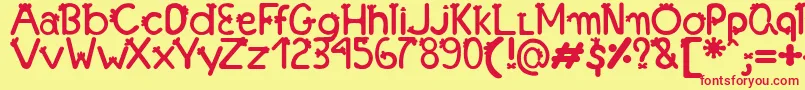 FonteFranjinhaAntoniaFagnia-Schriftart – Rote Schriften auf gelbem Hintergrund