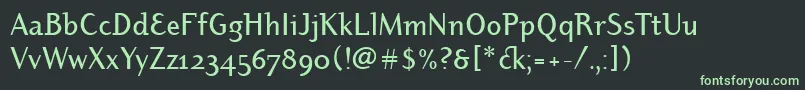 フォントDyadismdositcTt – 黒い背景に緑の文字