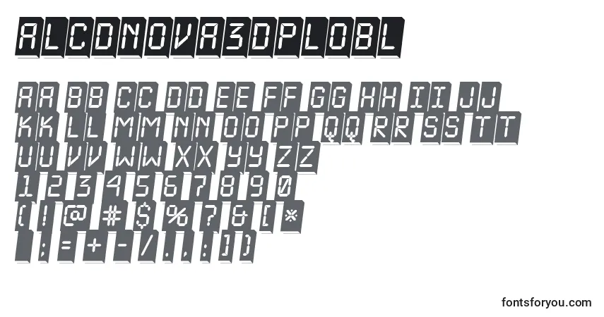 A fonte ALcdnova3Dplobl – alfabeto, números, caracteres especiais