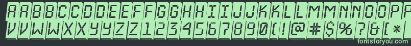 Fonte ALcdnova3Dplobl – fontes verdes em um fundo preto