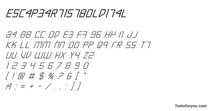Шрифт Escapeartistboldital – алфавит, цифры, специальные символы