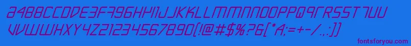 Weitere Informationen zur Escapeartistboldital-Schriftart Escapeartistboldital-Schriftart – Violette Schriften auf blauem Hintergrund