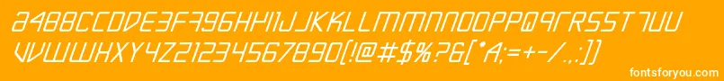 Weitere Informationen zur Escapeartistboldital-Schriftart Escapeartistboldital-Schriftart – Weiße Schriften auf orangefarbenem Hintergrund