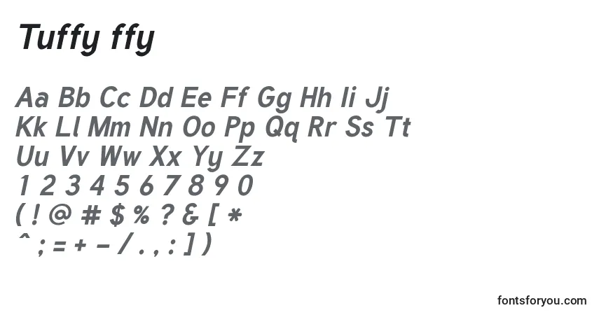 Schriftart Tuffy ffy – Alphabet, Zahlen, spezielle Symbole