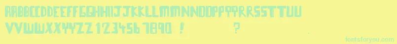 Towerblocks-Schriftart – Grüne Schriften auf gelbem Hintergrund