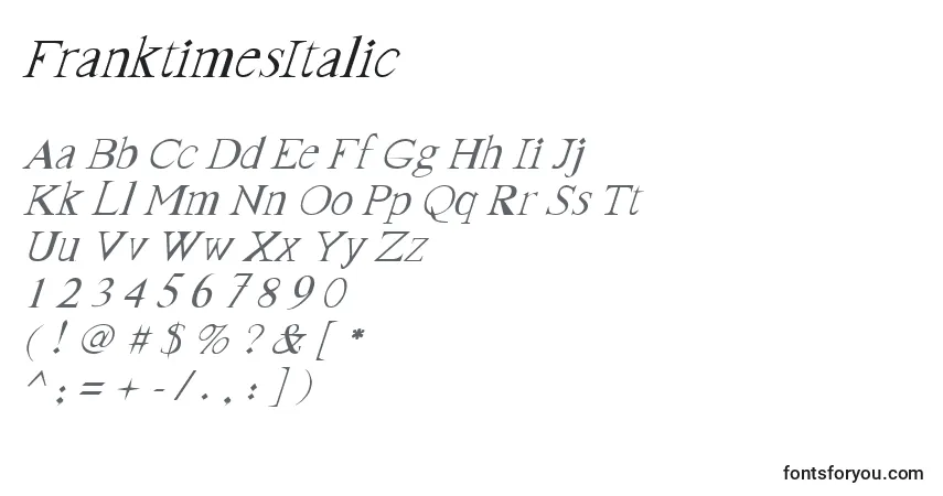 A fonte FranktimesItalic – alfabeto, números, caracteres especiais