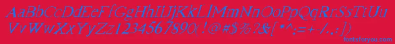 フォントFranktimesItalic – 赤い背景に青い文字
