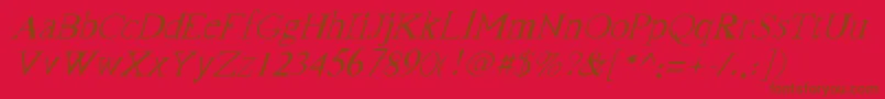 FranktimesItalic-Schriftart – Braune Schriften auf rotem Hintergrund
