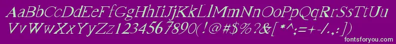 FranktimesItalic-Schriftart – Grüne Schriften auf violettem Hintergrund