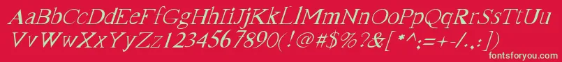 Fonte FranktimesItalic – fontes verdes em um fundo vermelho