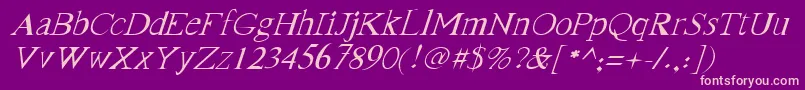 FranktimesItalic-fontti – vaaleanpunaiset fontit violetilla taustalla