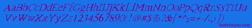 FranktimesItalic Font – Purple Fonts on Blue Background