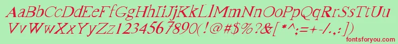Fonte FranktimesItalic – fontes vermelhas em um fundo verde