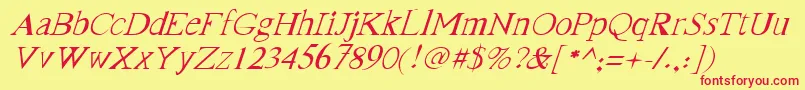 FranktimesItalic Font – Red Fonts on Yellow Background