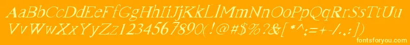 FranktimesItalic-Schriftart – Gelbe Schriften auf orangefarbenem Hintergrund