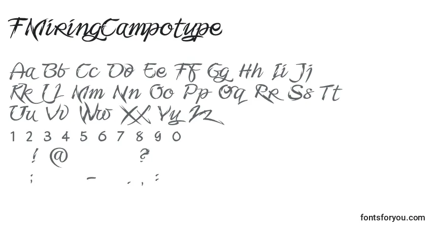 Czcionka FMiringCampotype – alfabet, cyfry, specjalne znaki