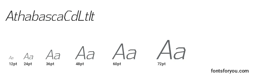 Размеры шрифта AthabascaCdLtIt