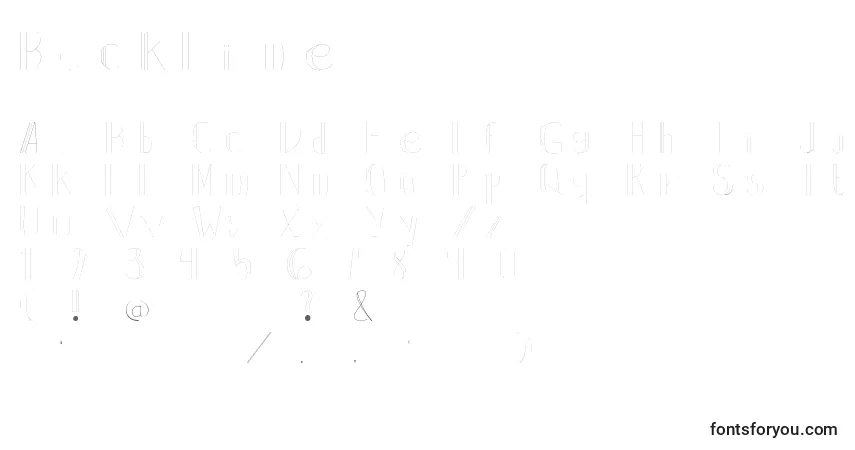 Czcionka Backline – alfabet, cyfry, specjalne znaki