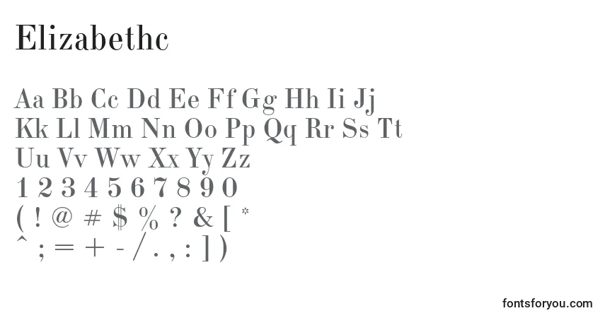 Czcionka Elizabethc – alfabet, cyfry, specjalne znaki