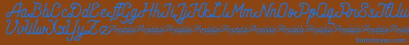 AndaraScriptDemo-Schriftart – Blaue Schriften auf braunem Hintergrund