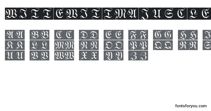 Czcionka WittewittmajusclesFlourishbricks – alfabet, cyfry, specjalne znaki