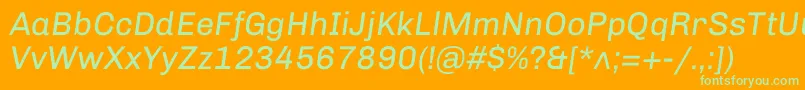 Czcionka ChivoItalic – zielone czcionki na pomarańczowym tle