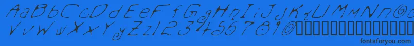 フォントMondoMessoFontoItalic – 黒い文字の青い背景