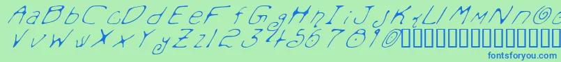 フォントMondoMessoFontoItalic – 青い文字は緑の背景です。