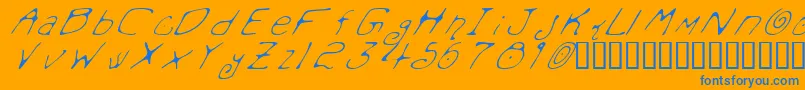 MondoMessoFontoItalic Font – Blue Fonts on Orange Background