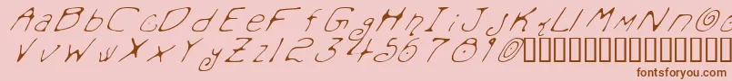 MondoMessoFontoItalic-Schriftart – Braune Schriften auf rosa Hintergrund