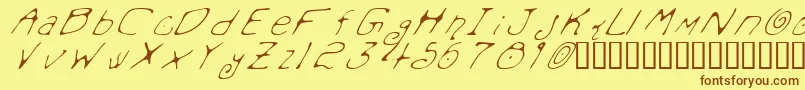 MondoMessoFontoItalic Font – Brown Fonts on Yellow Background