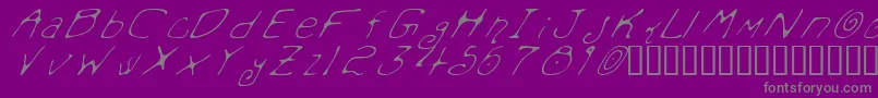 MondoMessoFontoItalic-Schriftart – Graue Schriften auf violettem Hintergrund