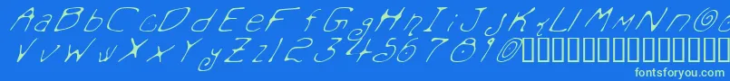 MondoMessoFontoItalic Font – Green Fonts on Blue Background