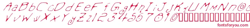 フォントMondoMessoFontoItalic – 白い背景に赤い文字