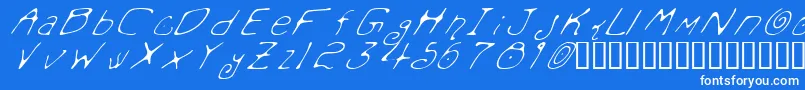 フォントMondoMessoFontoItalic – 青い背景に白い文字